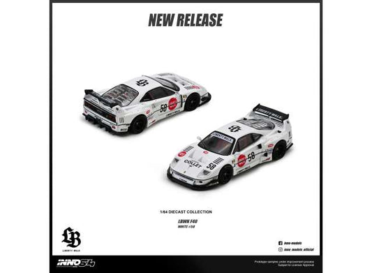 Pre-Order – LBWK F40 *Collet* #58, white 1:64 Inno Models Model (in64-LBWKF40-COLLET) – ETA. September 2026