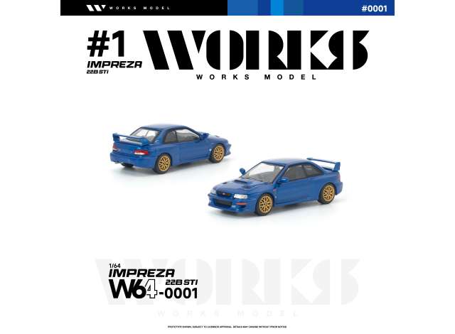 Pre-Order – Subaru Impreza 22B STI, blue 1:64 WORKS Model (W64-0001) – ETA. October/November 2026