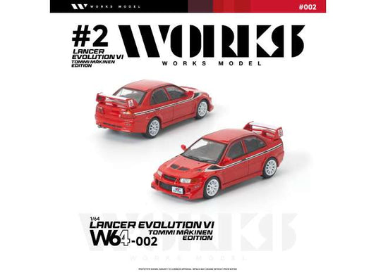 Pre-Order – Mitsubishi Lancer Evo VI Tommi Makinen Edition, red 1:64 WORKS Model (W64-0002) – ETA. October/November 2026