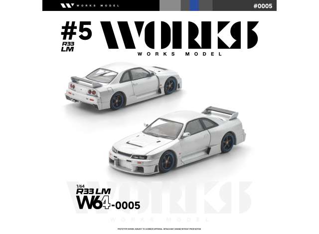 Pre-Order – Nissan Skyline R33 LM, silver 1:64 WORKS Model (W64-0005) – ETA. October/November 2026