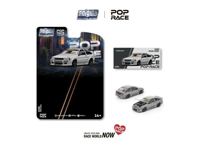 Pre-Order – RWB AE86, matte grey 1:64 Pop Race Limited Model (PRE030) – ETA. October/November 2026