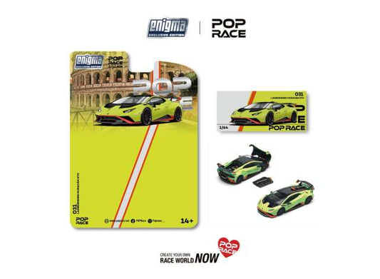 Pre-Order – Lamborghini Huracan STO, verde citrea/aracio dac 1:64 Pop Race Limited Model (PRE031) – ETA. October/November 2026