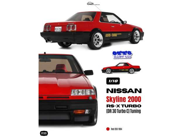 Pre-Order – 1984 Nissan Skyline 2000 RS-X Turbo (DR 30 Turbo C) Tuning *Resin series*, red 059 1:18 OttOmobile Miniatures Model (OT1305) – ETA. January 2027