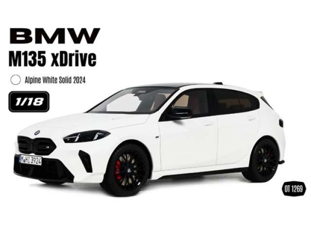 Pre-Order – 2024 BMW M135 xDrive *Resin series*, alpine white solid 1:18 OttOmobile Miniatures Model (OT1269) – ETA. January 2027