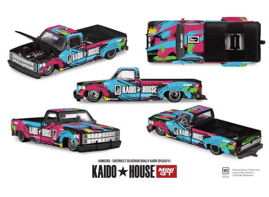 Pre-Order – 1980 Chevrolet Silverado Dually Kaido Splash V1, various 1:64 Mini GT Model (MGTKHMG285) – ETA. January 2027