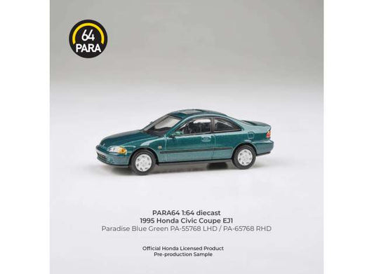 Pre-Order – 1995 Honda Civic Coupe EJ1 Paradise, blue green 1:64 Para64 Model (pa65768) – ETA. October/November 2026