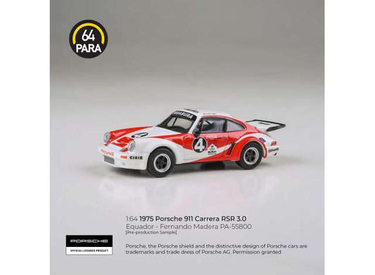Pre-Order – 1976 Porsche 911 Carrera RSR 3.0 #4 Equador Fernando Madera, various 1:64 Para64 Model (pa55800) – ETA. October/November 2026