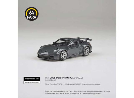 Pre-Order – 2025 Porsche 911 GT3 (992.2), slate grey 1:64 Para64 Model (pa55878L) – ETA. October/November 2026