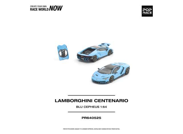 Pre-Order – Lamborghini Centenario, blue cepheus 1:64 Pop Race Limited Model (PR640525) – ETA. January/February 2027