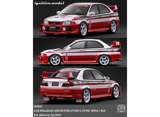 Pre-Order – Mitsubishi Lancer Evolution V (CP9A), white/red 1:18 Ignition Model (IG4021) – ETA. April/May 2027