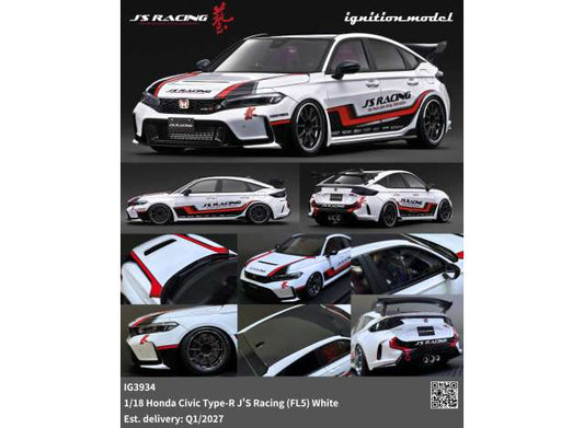 Pre-Order – Honda Civic Type-R J'S Racing (FL5), white 1:18 Ignition Model (IG3934) – ETA. April/May 2027