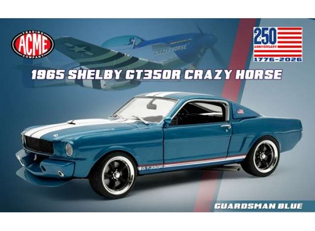 Pre-Order – 1965 Shelby GT350R Crazy Horse USA, blue 1:18 Acme Diecast Model (acme1801895USA) – ETA. October/November 2026