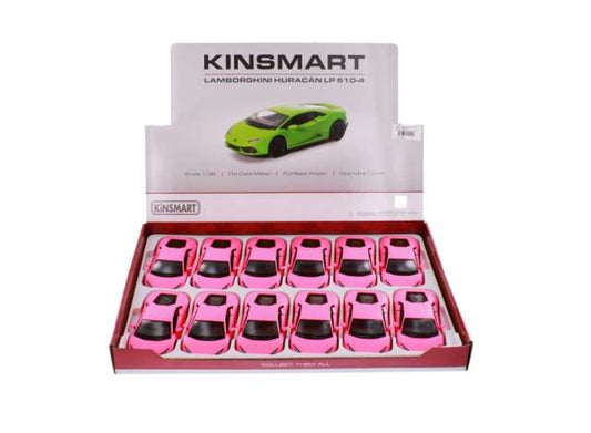 Pre-Order – Lamborghini Huracan LP 610-4 assortment tray with 12pcs, matte pink 1:36 Kinsmart Model (KT5382DPK~12) – ETA. December 2026