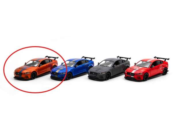 Pre-Order – Jaguar XE SV Project 8 *Livery Edition*, orange 1:38 Kinsmart Model (KT5416WFo) – ETA. December 2026