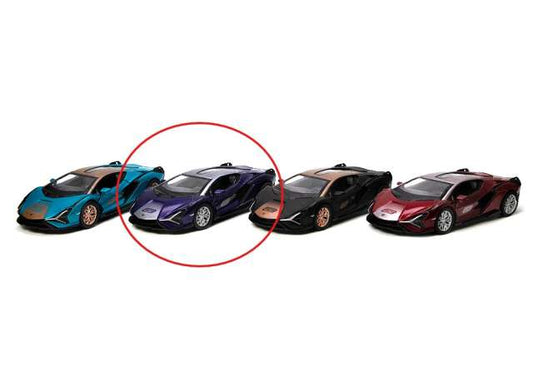 Pre-Order – Lamborghini Sián FKP 37 *Livery Edition* in window box, purple 1:40 Kinsmart Model (KT5431WFp) – ETA. December 2026