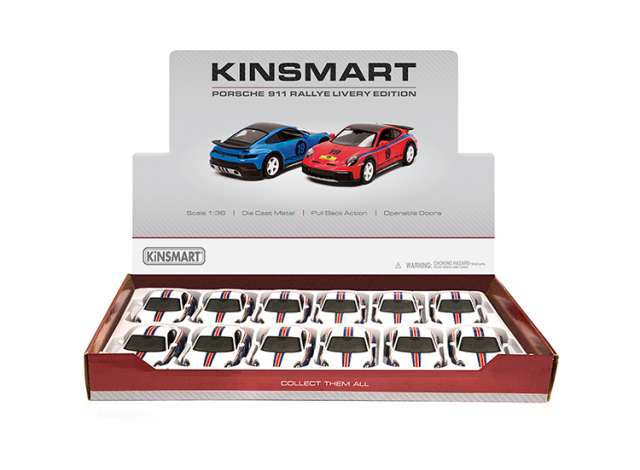 Pre-Order – Porsche 911 Rallye *Livery Edition* assortment tray with 12pcs, white 1:36 Kinsmart Model (KT5467DFB~12) – ETA. December 2026