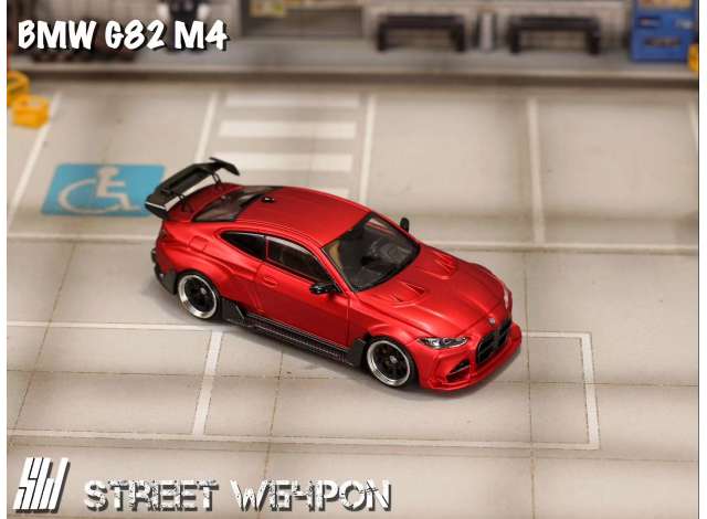 Pre-Order – Custom G82 M4 with perforated hood, matte red 1:64 Street Weapon Model (STW284) – ETA. January/February 2027