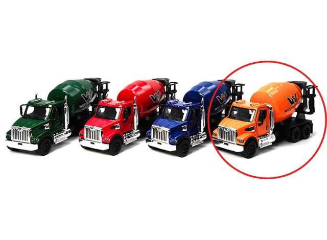 Pre-Order – Western Star 47X (Concrete Mixer Truck) in window box, orange 1:66 Kinsmart Model (KT11001Wo) – ETA. December 2026