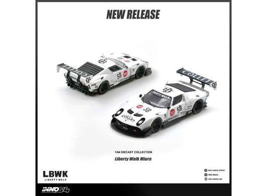 Pre-Order – Lamborghini Miura GT LB-Silhouette WORKS, white 1:64 Inno Models Model (in64-LBMIURA-01) – ETA. November 2026