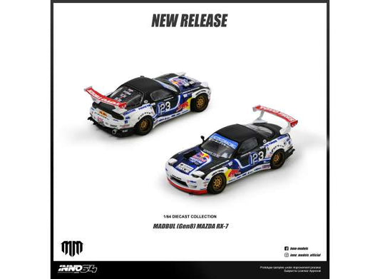 Pre-Order – Mazda RX-7 Mad Mike *Madbul Gen8*, various 1:64 Inno Models Model (in64-RX7MM-01) – ETA. November 2026