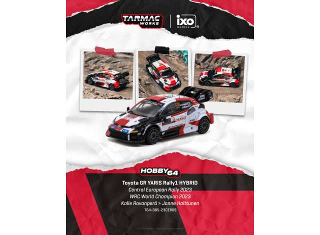 Pre-Order – 2023 Toyota GR Yaris Rally1 Hybrid #69 Kalle Rovanpera/Jonne Halttunen Central European Rally, white/red/black 1:64 Tarmac Model (TC-T64-085-23CER69) – ETA. February 2027