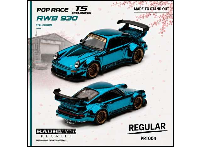 Pre-Order – RWB 930 *Tokyo Station Exclusives*, teal chrome 1:64 Pop Race Limited Model (PRT004) – ETA. March 2027