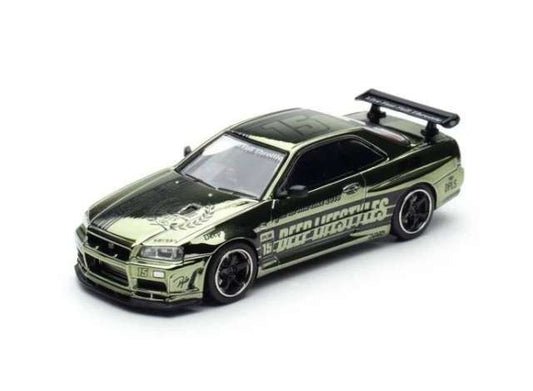 Skyline R34 DPLS *10TH ANNIVERSARY*, chrome green 1:64 DPLS Model