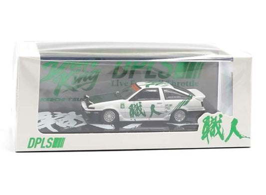 Pre-Order – Toyota Sprinter Trueno AE86 Drift King, white/green 1:64 DPLS Model (IN64-DPLS-AE86-DK) – ETA. December 2026