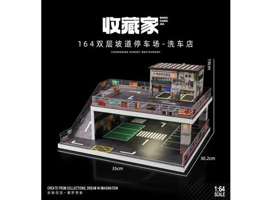 Pre-Order – Parking lot car wash, various 1:64 Black Box Diorama Model (SCJ-73451B) – ETA. January 2027