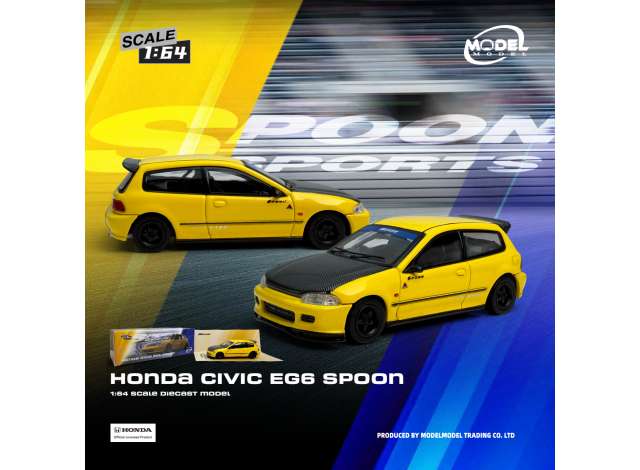 Pre-Order – Honda Civic EG6 *Spoon*, yellow/black 1:64 ModelModel Model (MM64-EG6-001) – ETA. January 2027
