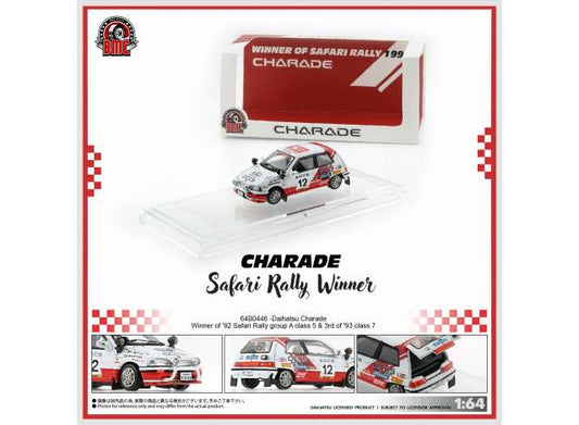 Pre-Order – Daihatsu Charade The winner of 1992 Safari Rally group A class 5 (Total 14) and 3rd of 1993 class 7 (Total 7), white/red 1:64 BM Creations Model (BM64B0446) – ETA. November 2026