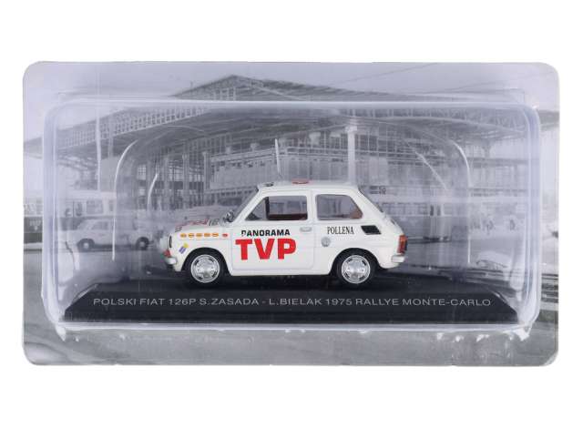 Pre-Order – #FIA9 1/43 Polski Fiat 126P S.Zasada/L.Bielak 1975 Rallye Monte-Carlo, white/red 1:43 Magazine Models Model (mag43FiatTVP) – ETA. November 2026