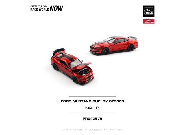 Pre-Order – Ford Mustang Shelby GT350R, race red 1:64 Pop Race Limited Model (PR640578) – ETA. March 2027