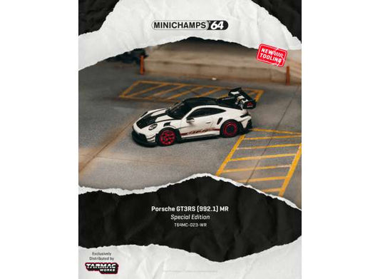 Pre-Order – 2026 Porsche GT3RS (992.1) MR, white/red 1:64 Tarmac Model (TC-T64MC-023-WR) – ETA. March 2027