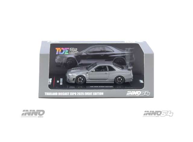Pre-Order – Nissan Skyline GT-R (R34) Z-Tune, grey 1:64 Inno Models Model (IN64-R34ZT-TDE25) – ETA. December 2026