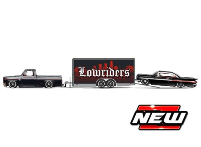 Pre-Order – 1987 Chevrolet 1500 Pickup with Trailer and 1959 Chevrolet Impala, black/grey/red 1:64 Maisto Model (MAI11404-03) – ETA. January 2027