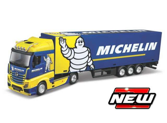 Pre-Order – Mercedes Benz Actros Gigaspece *MICHELIN*, blue/yellow 1:43 Bburago Model (BURA18-31460) – ETA. February 2027