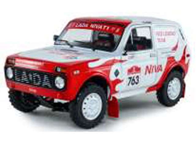 Pre-Order – 2022 Lada Niva #763 M. Jacober/S. Miljic Dakar Classic, white/red 1:18 Solido Model (SOLI1807308) – ETA. January 2027
