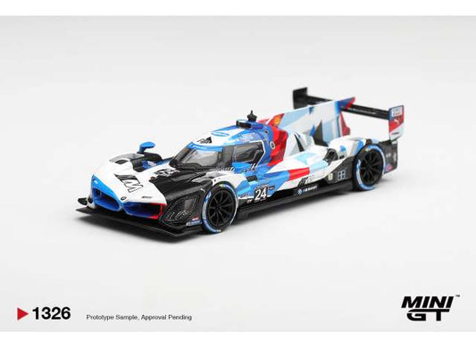 Pre-Order – 2024 BMW M Hybrid V8 GTP #24 BMW M Team RLL Daytona 24 hrs, white/blue/red 1:64 Mini GT Model (MGT01326-BL) – ETA. February 2027