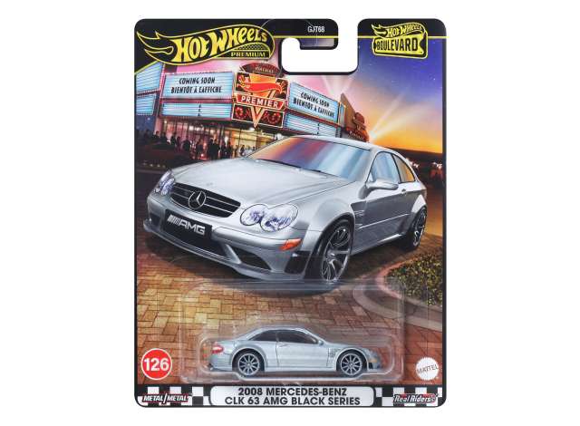 Pre-Order – 2008 Mercedes Benz CLK 63 AMG black Series *Boulevard series*, silver 1:64 Hotwheels Model (HWMVJBL07) – ETA. December 2026