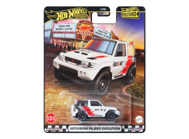 Pre-Order – Mitsubishi Pajero Evolution *Boulevard series*, white/red 1:64 Hotwheels Model (HWMVJBL26) – ETA. December 2026
