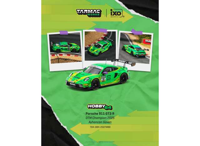 Pre-Order – 2025 Porsche 911 (992) GT3 R Ayhancan Guven DTM Champion, green 1:64 Tarmac Model (TC-T64-084-25DTM90) – ETA. March 2027