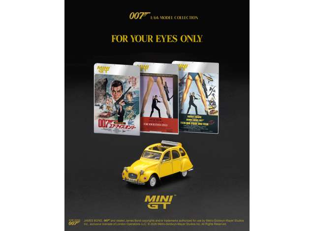 Pre-Order – 1981 Citroen 2CV *For Your Eyes Only* English Blister Packaging, yellow 1:64 Mini GT Model (MGT00919-007E) – ETA. February 2027