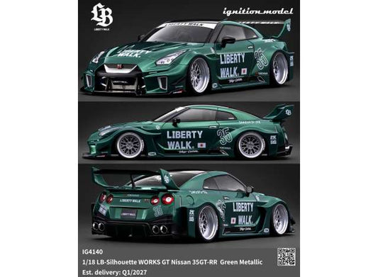 Pre-Order – LB-Silhouette WORKS GT Nissan 35GT-RR, green metallic 1:18 Ignition Model (IG4140) – ETA. June 2027