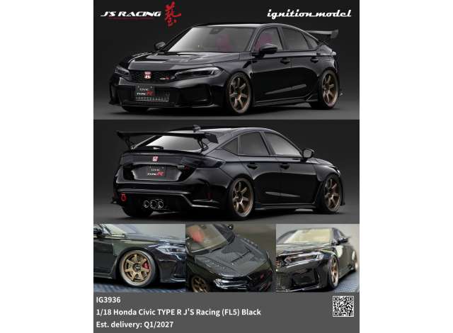 Pre-Order – Honda Civic TYPE R J'S Racing (FL5), black 1:18 Ignition Model (IG3936) – ETA. June 2027