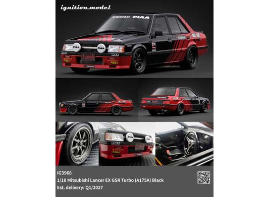 Pre-Order – Mitsubishi Lancer EX GSR Turbo (A175A), black 1:18 Ignition Model (IG3968) – ETA. June 2027