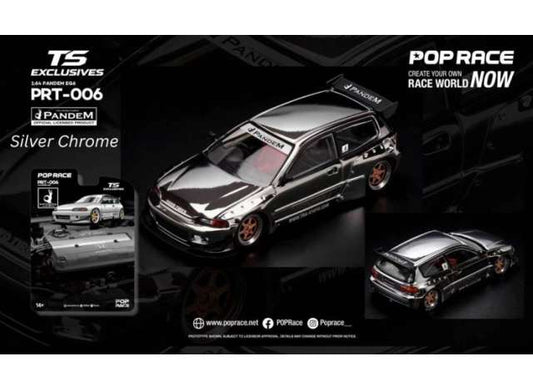 Pre-Order – Pandem EG6 *Tokyo Station Exclusives*, silver chrome 1:64 Pop Race Limited Model (PRT006) – ETA. April 2027