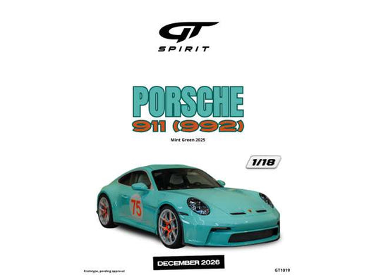 Pre-Order – 2025 Porsche 911 (992) *Resin serie*, mint green 1:18 GT Spirit Model (GT1019) – ETA. April 2027