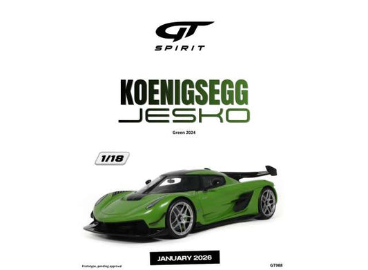 Pre-Order – 2024 Koenigsegg Jesko *Resin serie*, green 1:18 GT Spirit Model (GT988) – ETA. May 2027