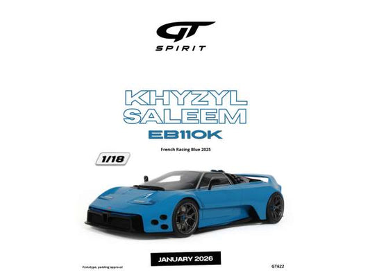 Pre-Order – 2025 Khyzyl Saleem EB110K *Resin serie*, French racing blue 1:18 GT Spirit Model (GT622) – ETA. May 2027